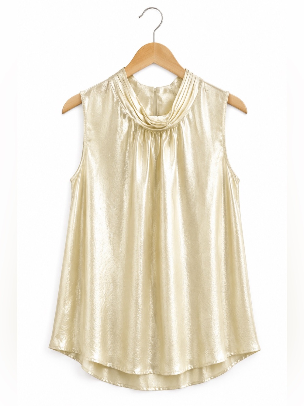 Anthropologie Maeve Metallic Champagne Sleeveless Blouse Top Size 12 Career